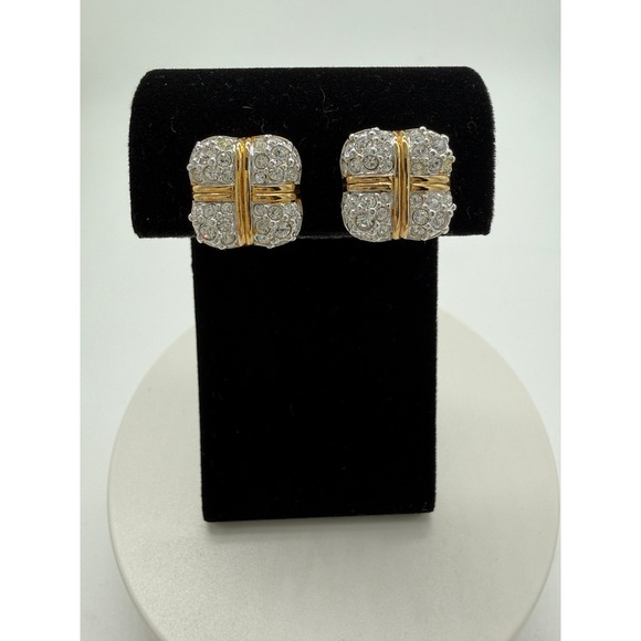 Swarovski Jewelry - Vintage Swarovski Gold Tone Pave Crystal Clip-On Earrings